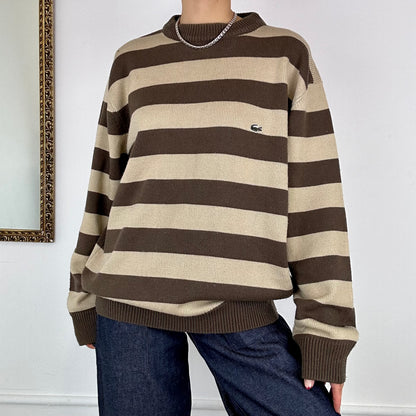 Lacoste brown striped knit jumper