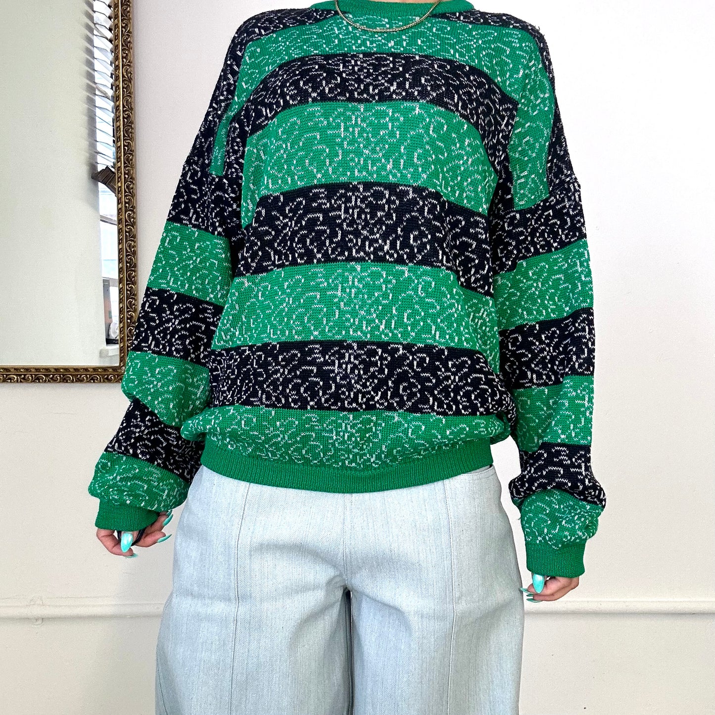 vintage italian green & black knitted jumper