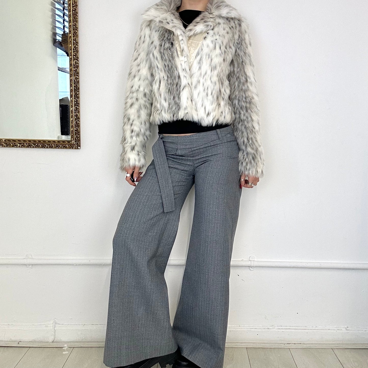 00's faux fur cropped jacket