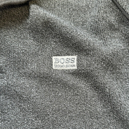 vintage boss grey woven polo jumper