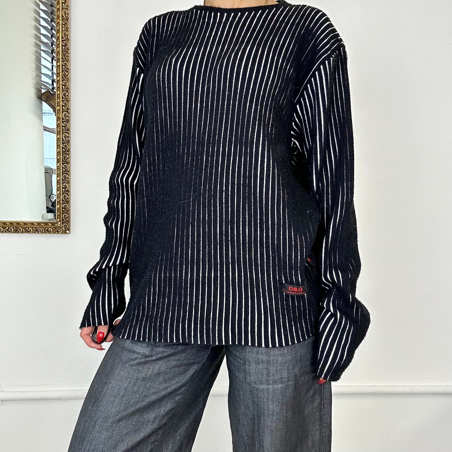 dolce & gabbana striped oversized jumper