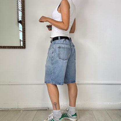 light wash baggy denim jorts