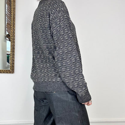 vintage grey textured knitted jumper