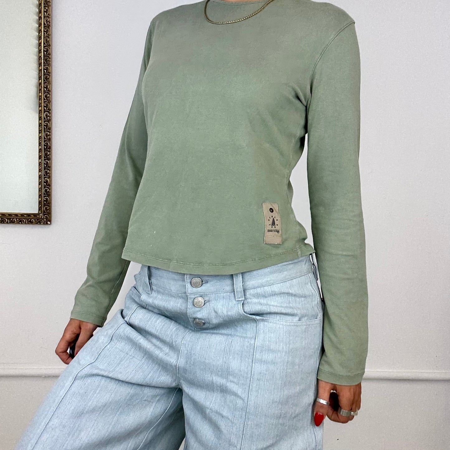 khaki green sergio tacchini long sleeve top