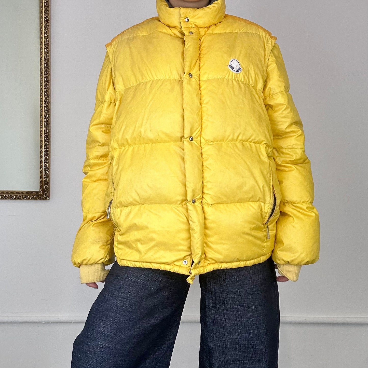 moncler vintage yellow puffer jacket