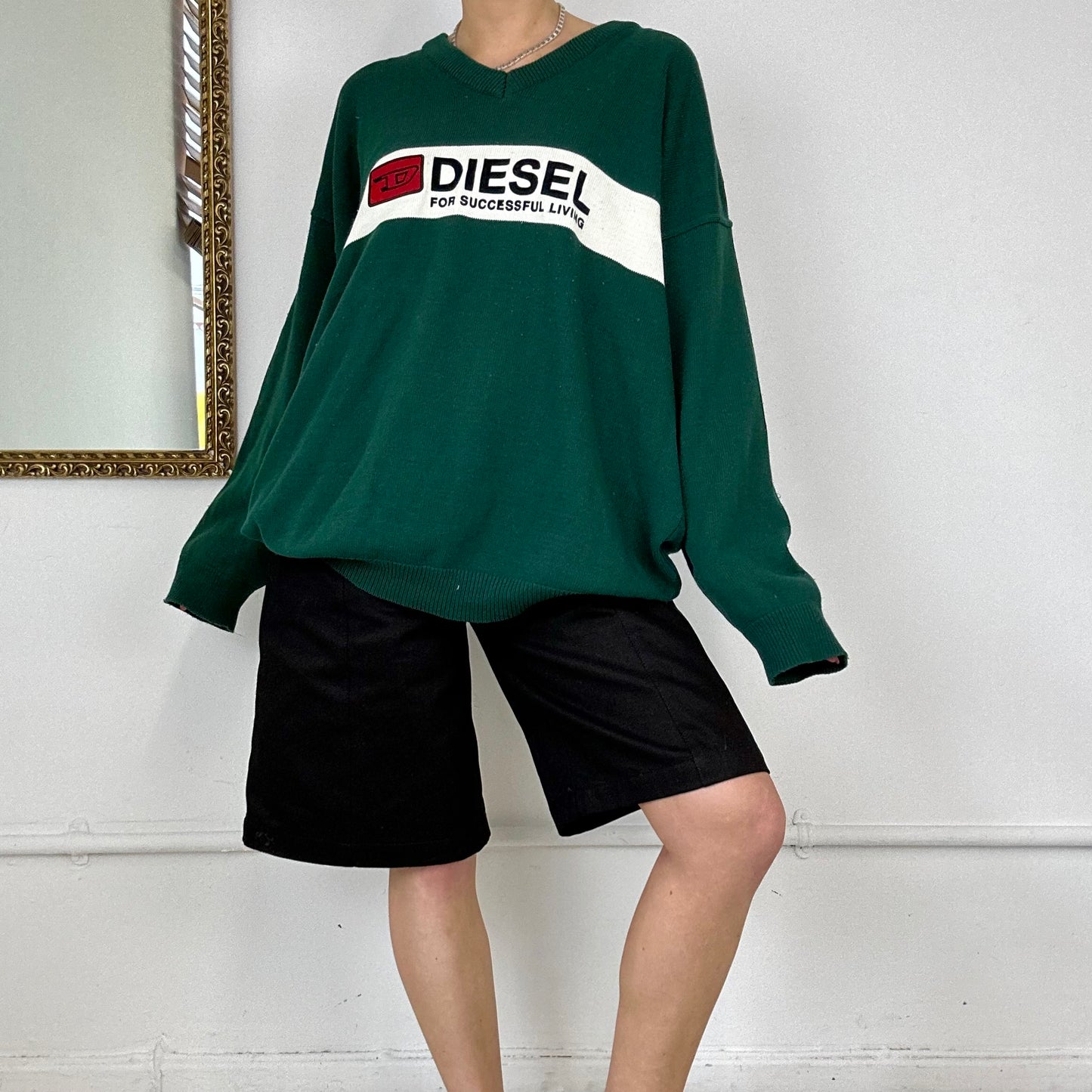 vintage green diesel knitted jumper