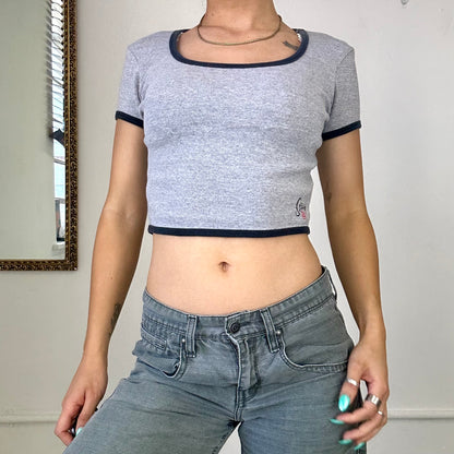 2000's stussy grey cropped tshirt