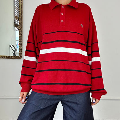 90's red striped lactose polo jumper