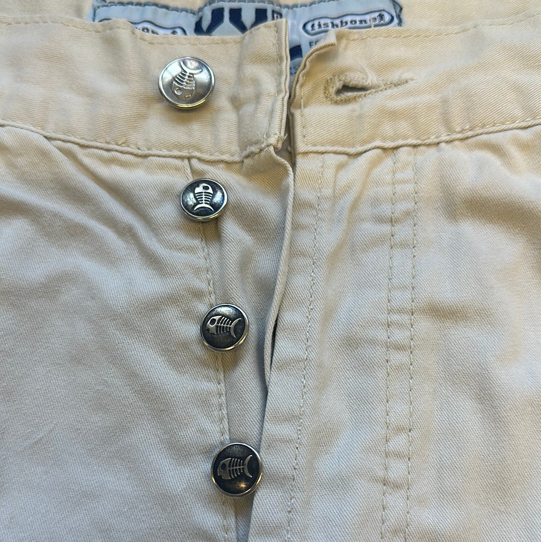 beige cargo shorts by fishbone