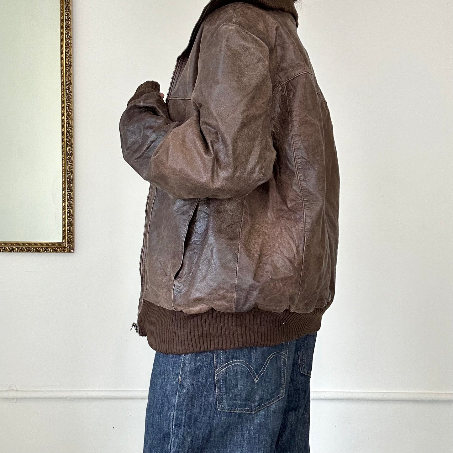 vintage brown leather jacket