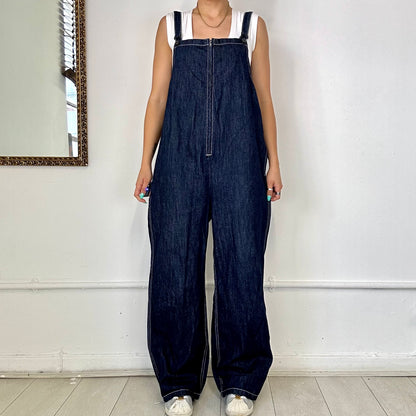 dark denim zip up dungarees