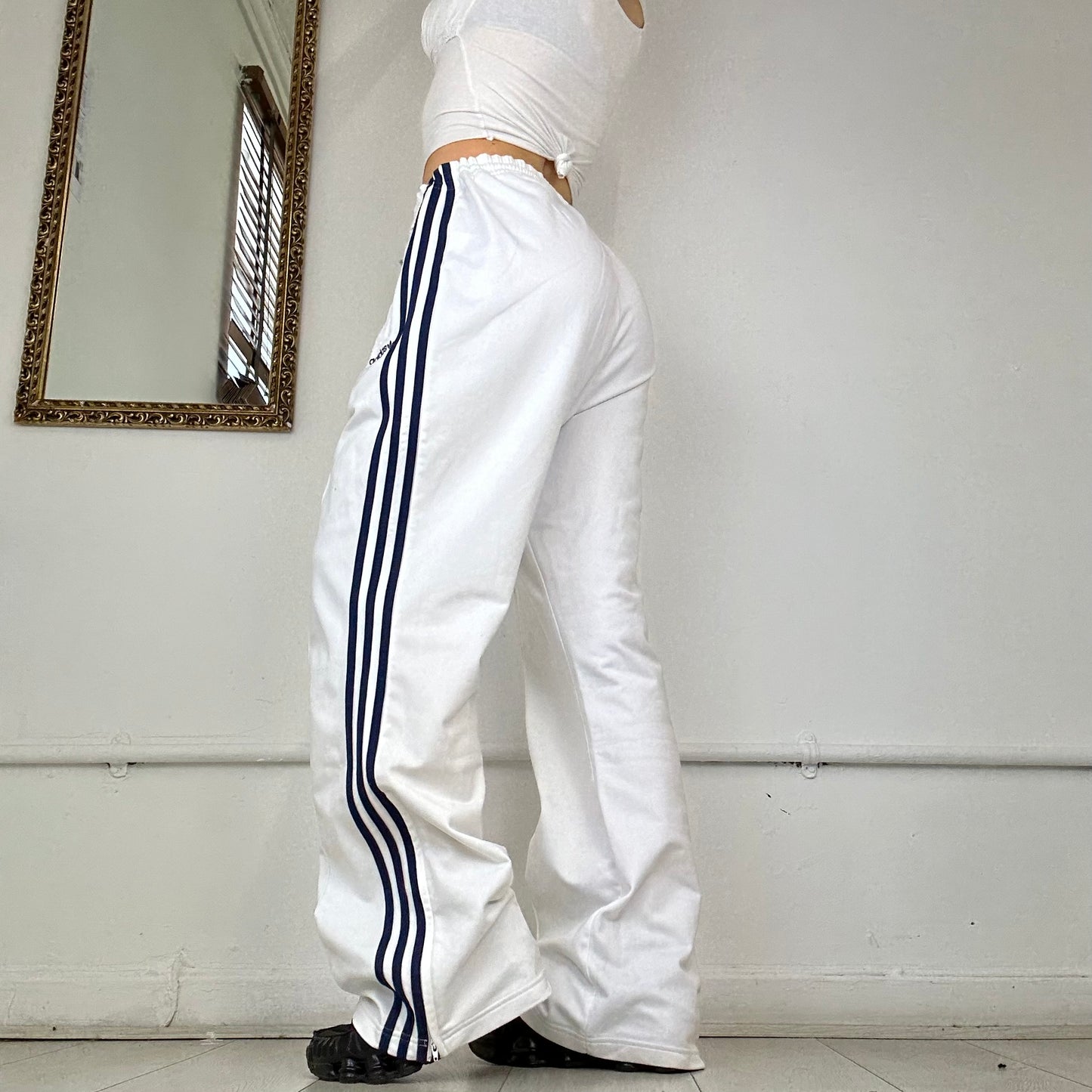 white adidas joggers