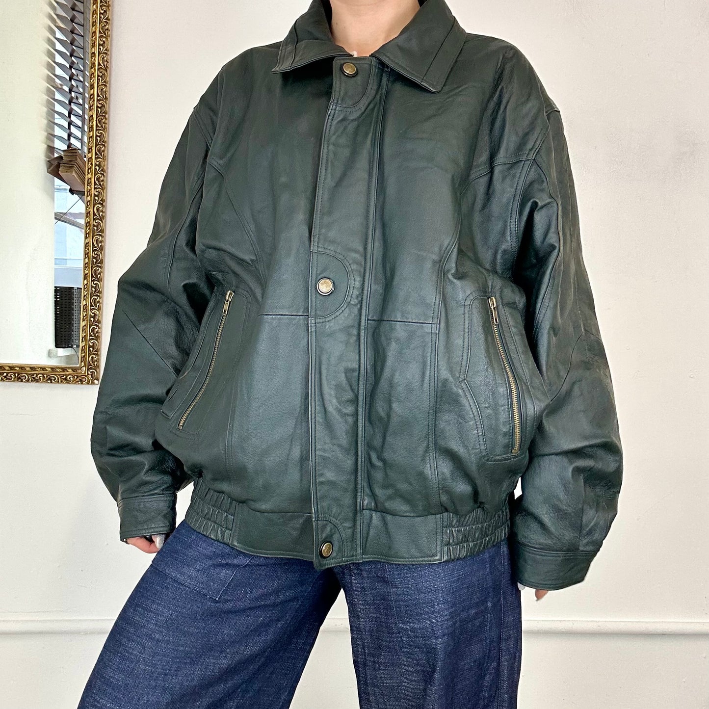 vintage green leather jacket