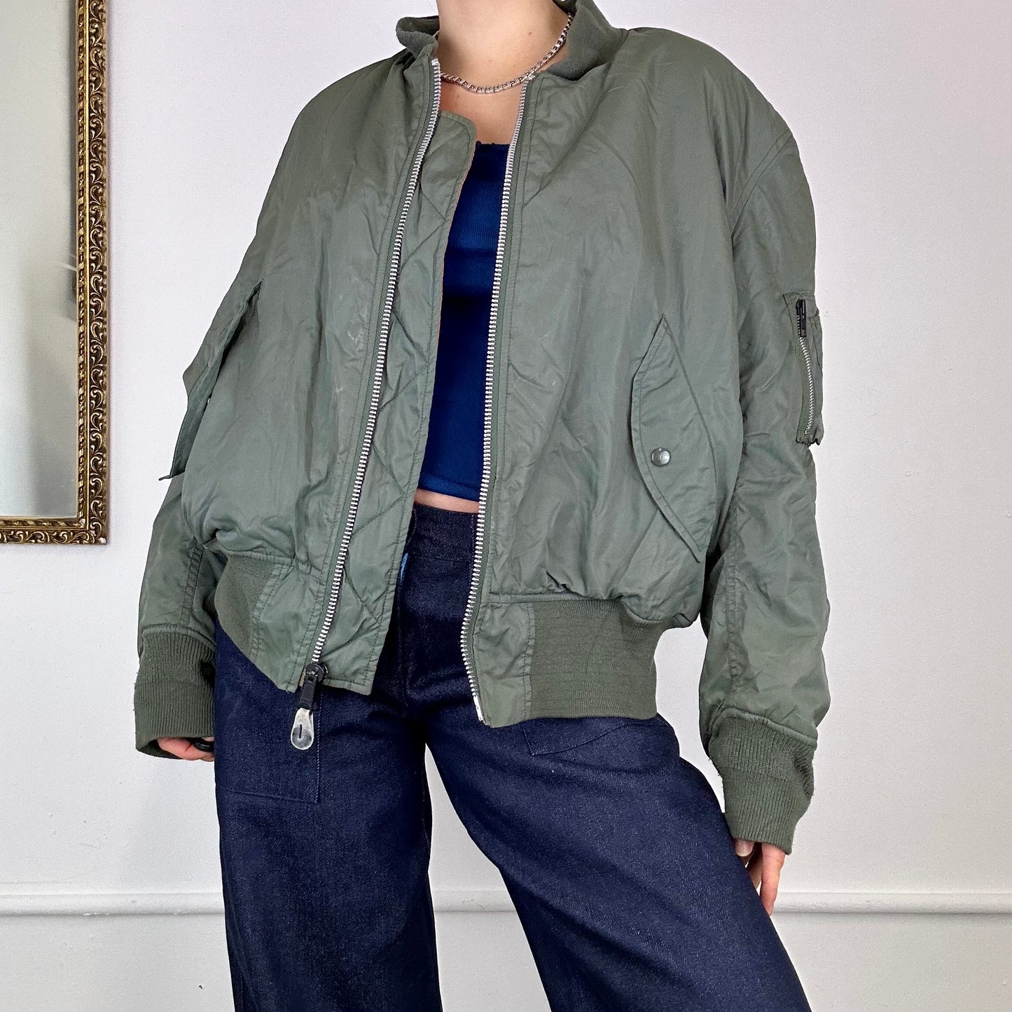 vintage alpha bomber khaki jacket