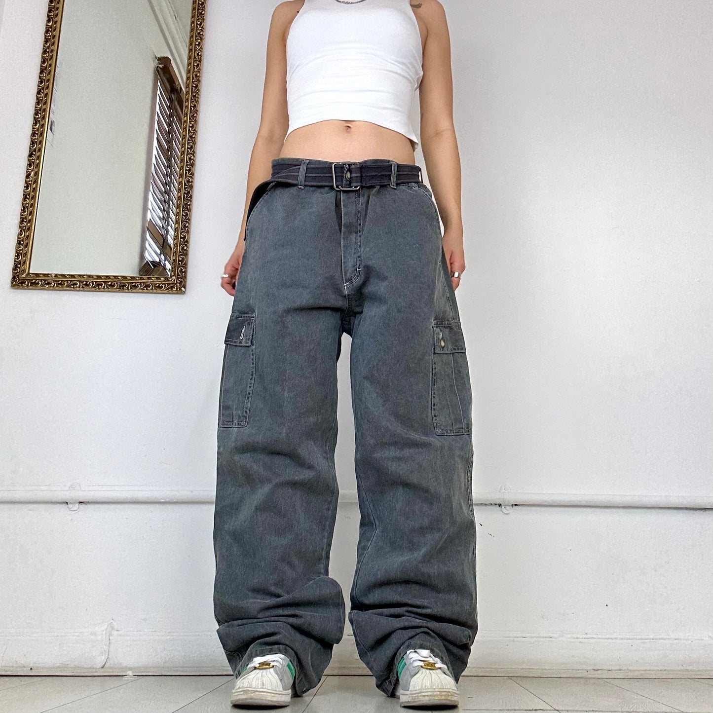 baggy grey cargo jeans