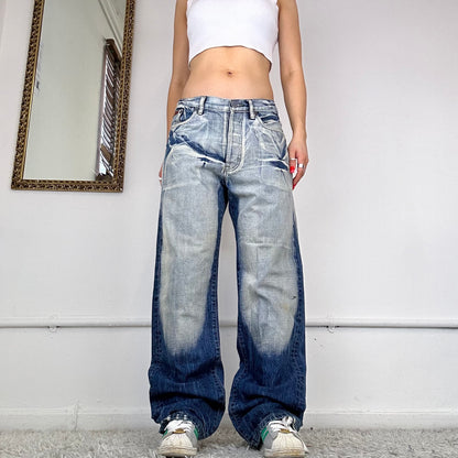 00's two tone baggy jeans