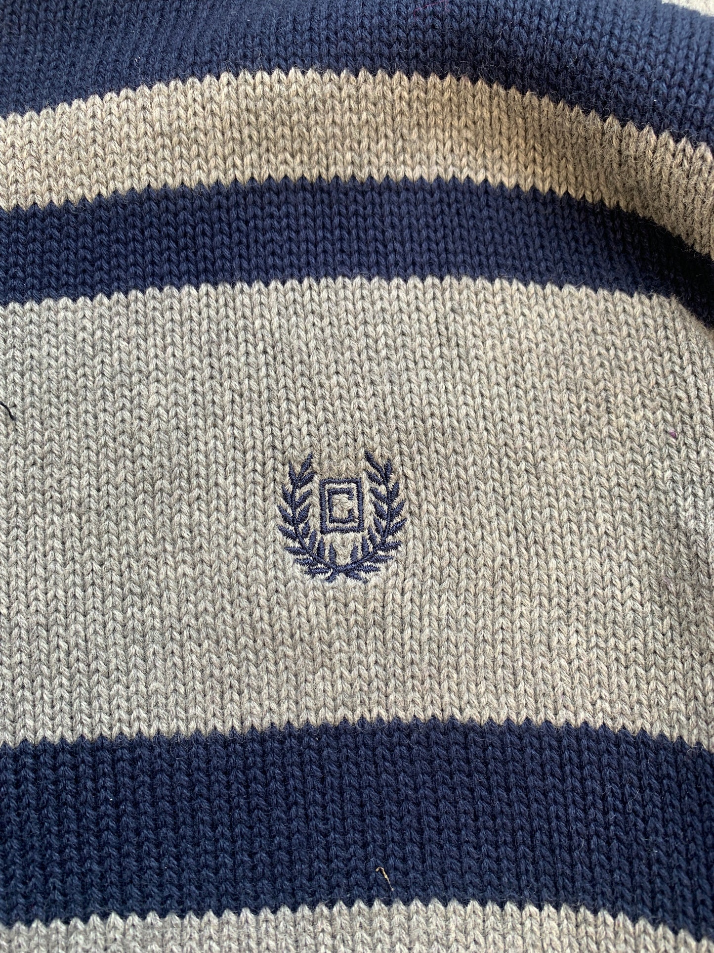 cjaps grey and navy striped knitted jumper