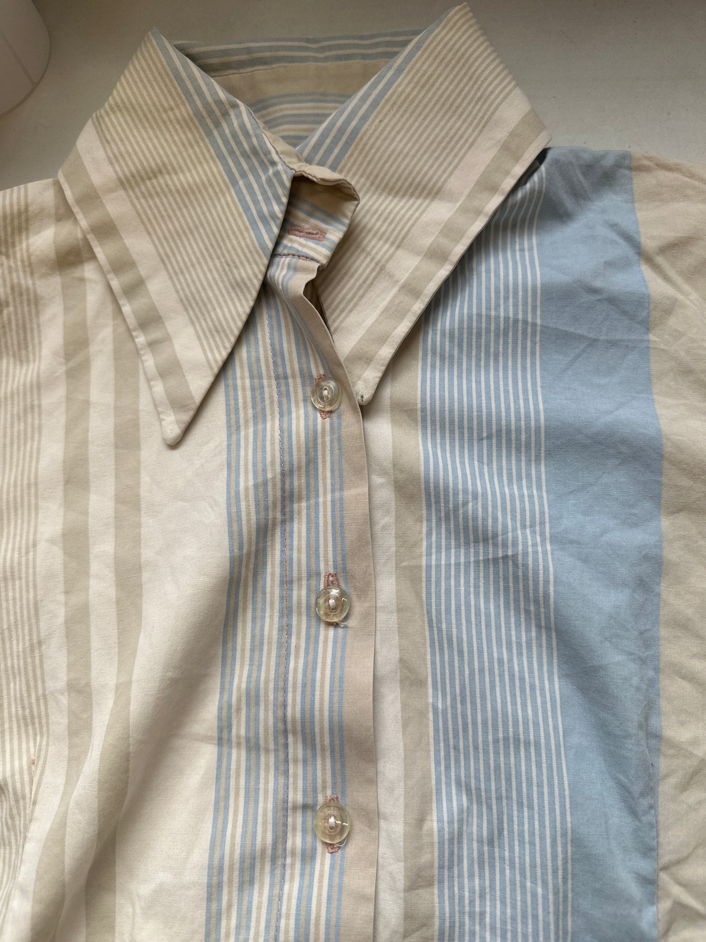 90's button up blue striped blouse