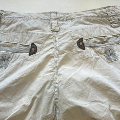 off white long cargo shorts by freesoul