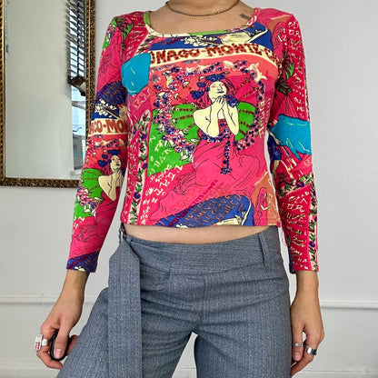 2000's italian colourful graphic print top