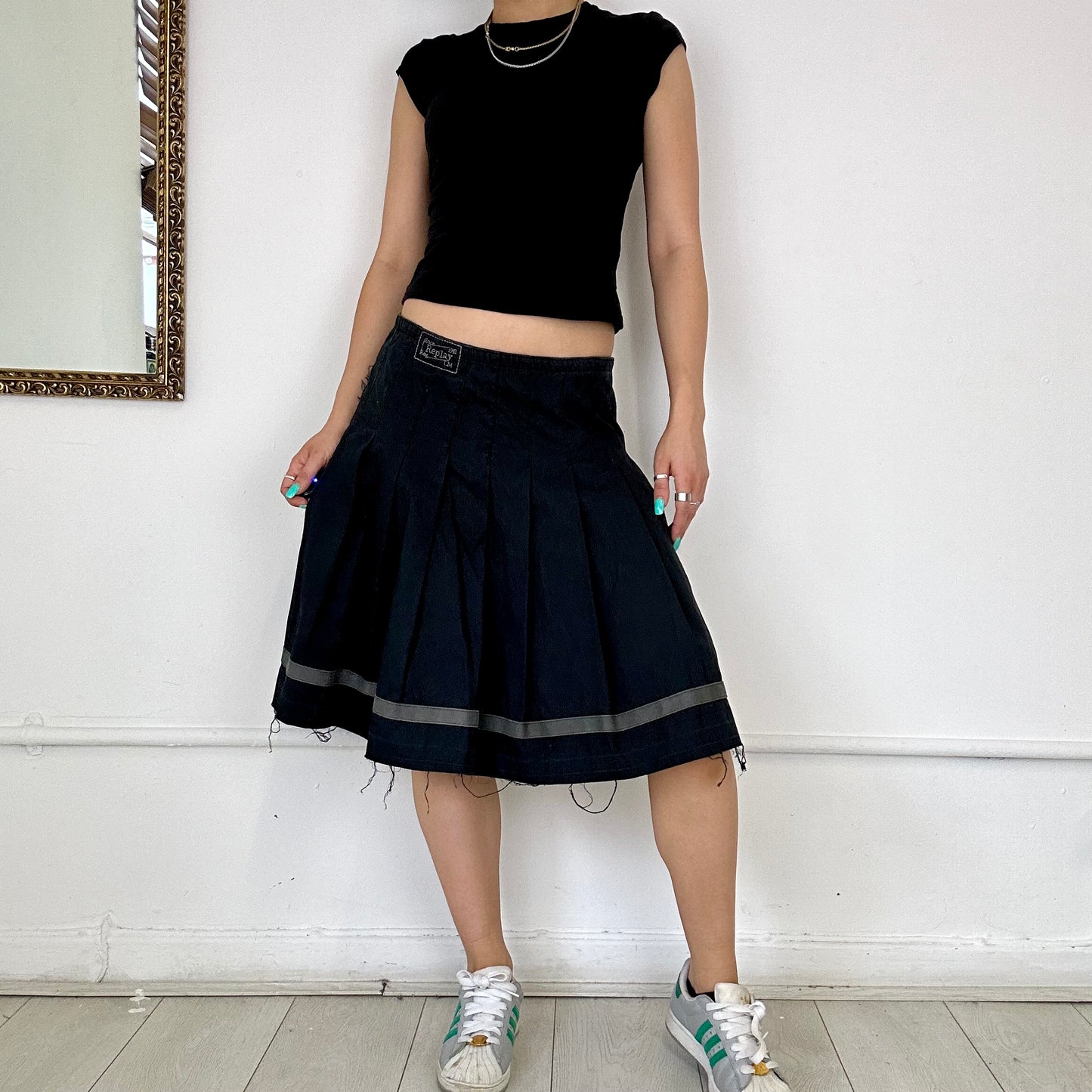 vintage pleated midi skirt by replay