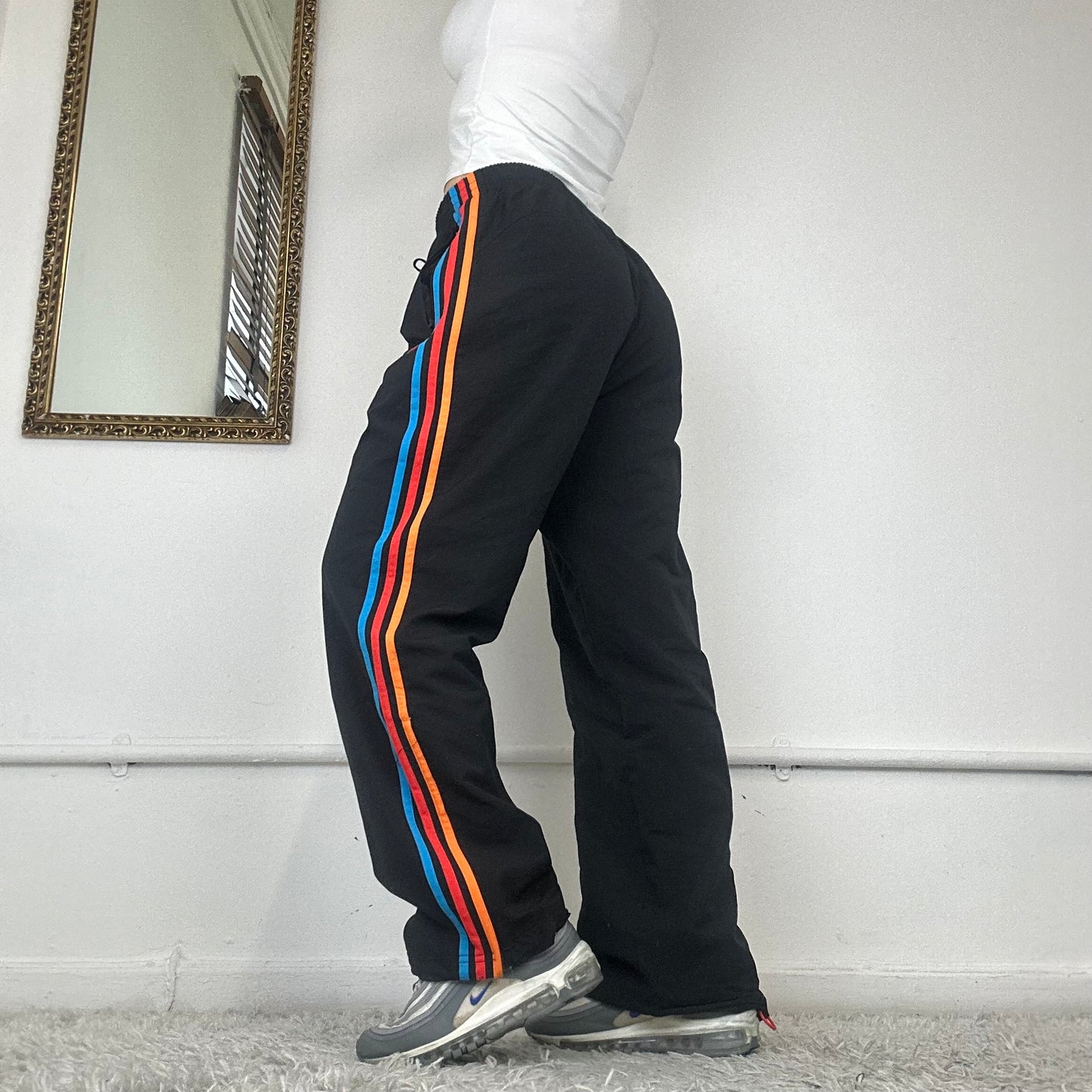 adidas tracksuit bottoms with multi coloured stripes