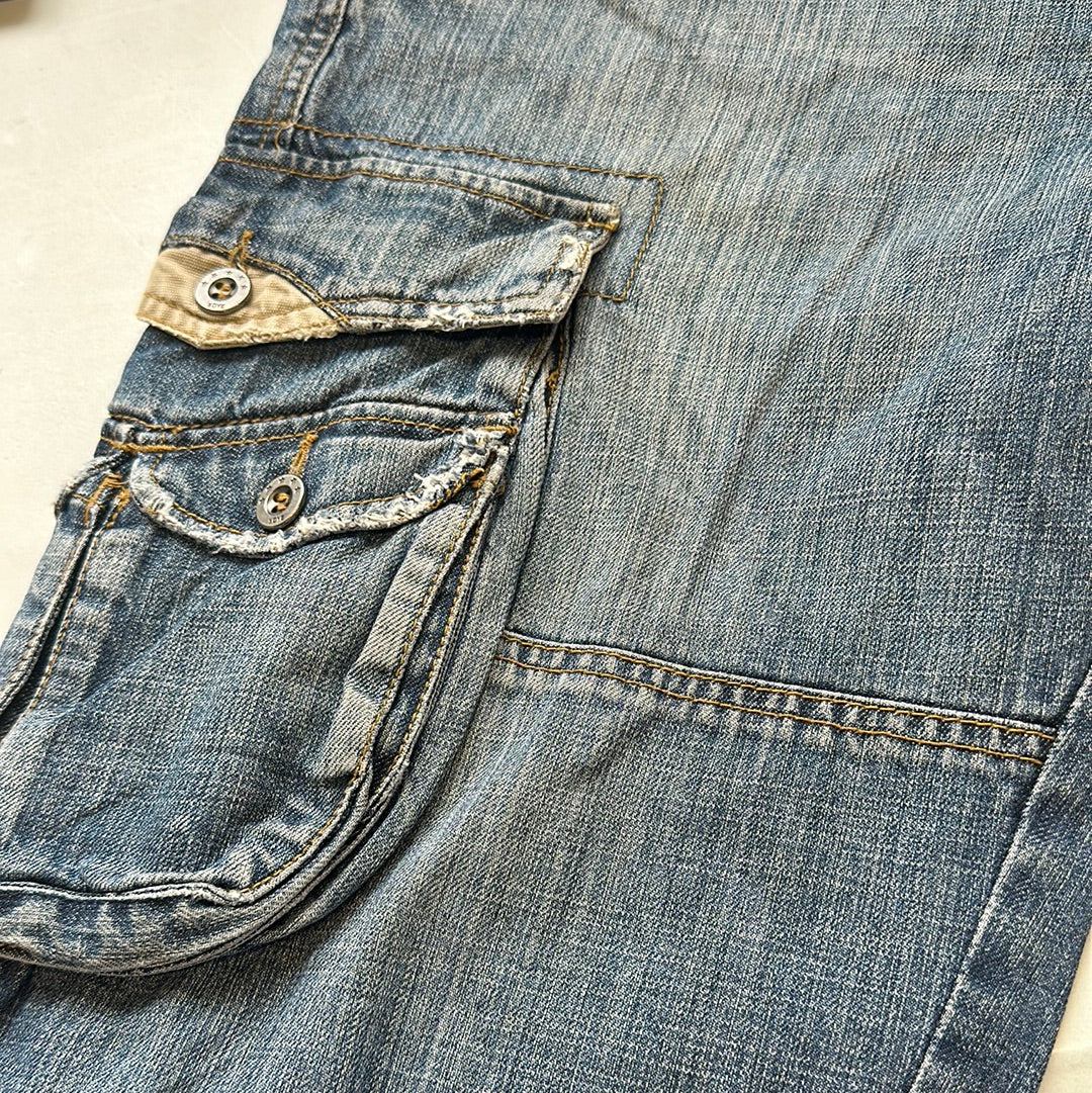 long denim cargo shorts