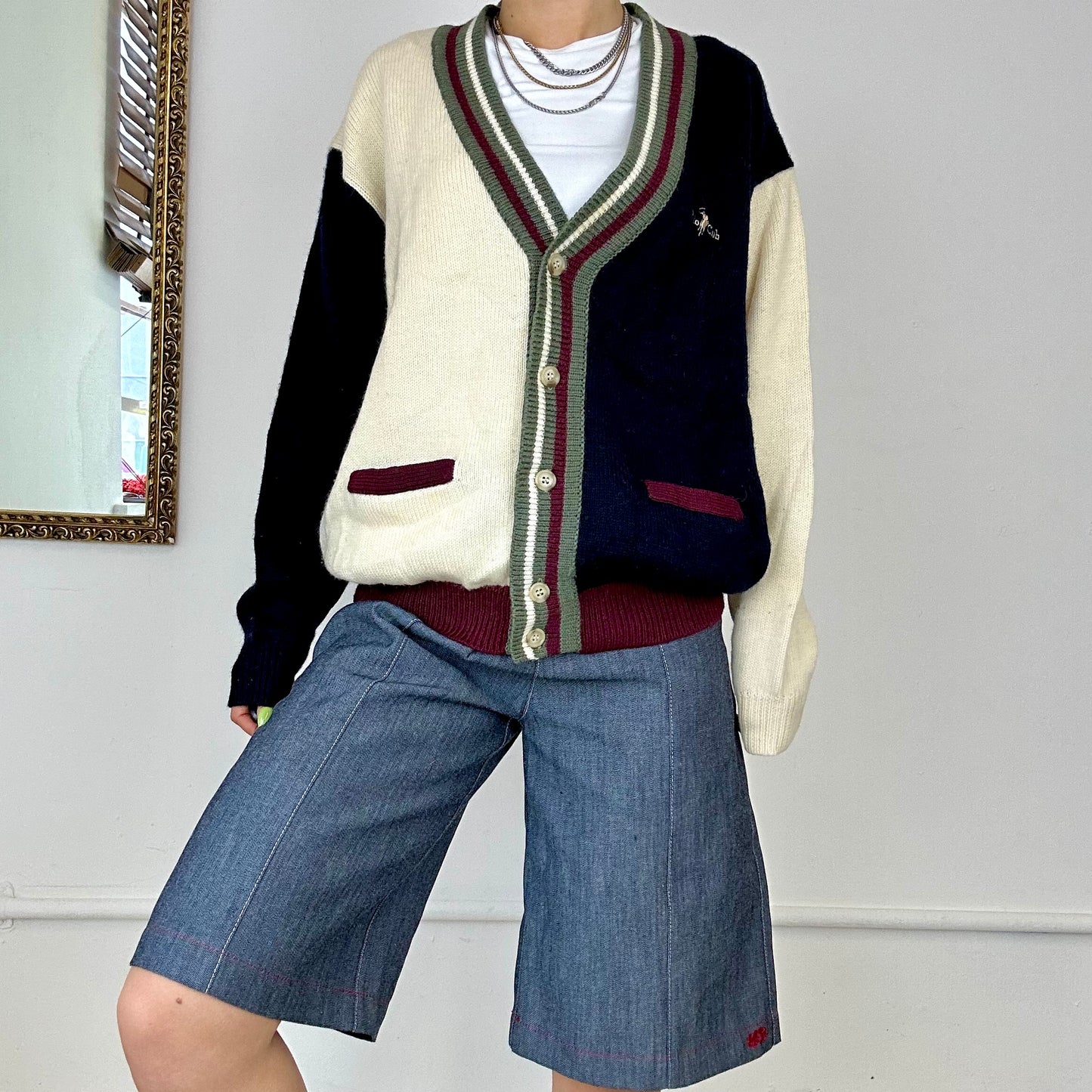 90’s contrast knitted cardigan