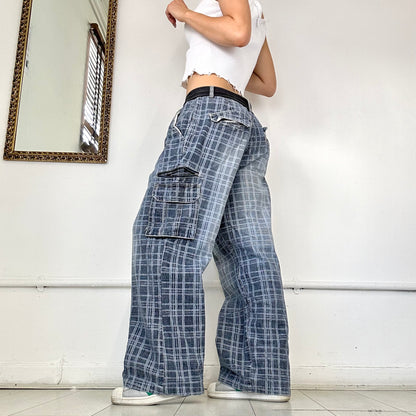 2000's checkered cargo jeans