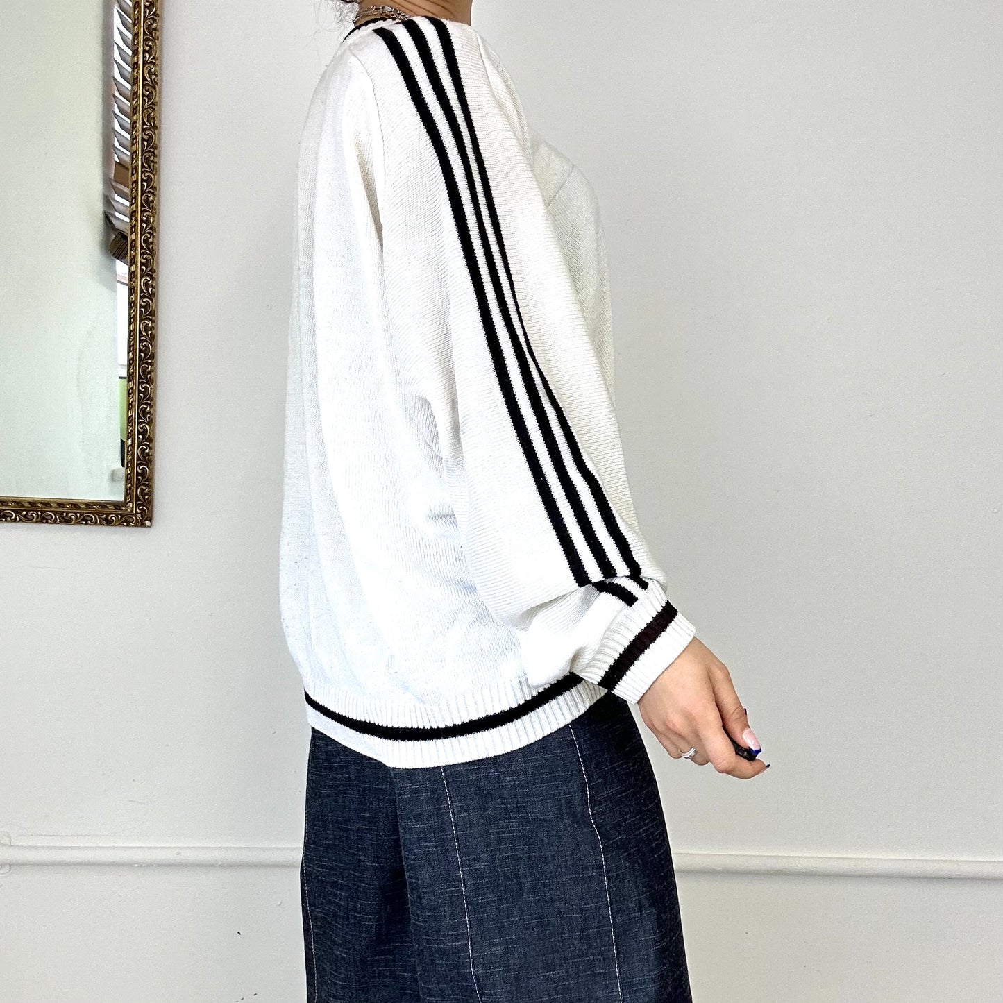 adidas vintage white knit jumper