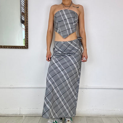 90s co-ord grey checkered set