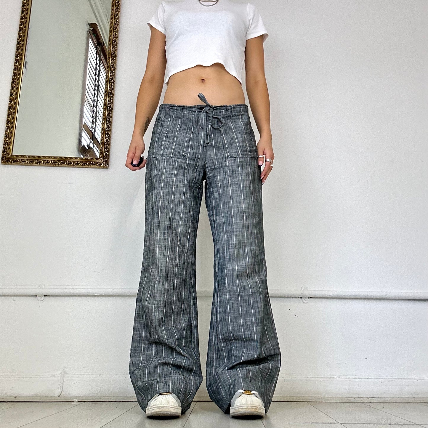 2000's wide leg pinstripe trousers