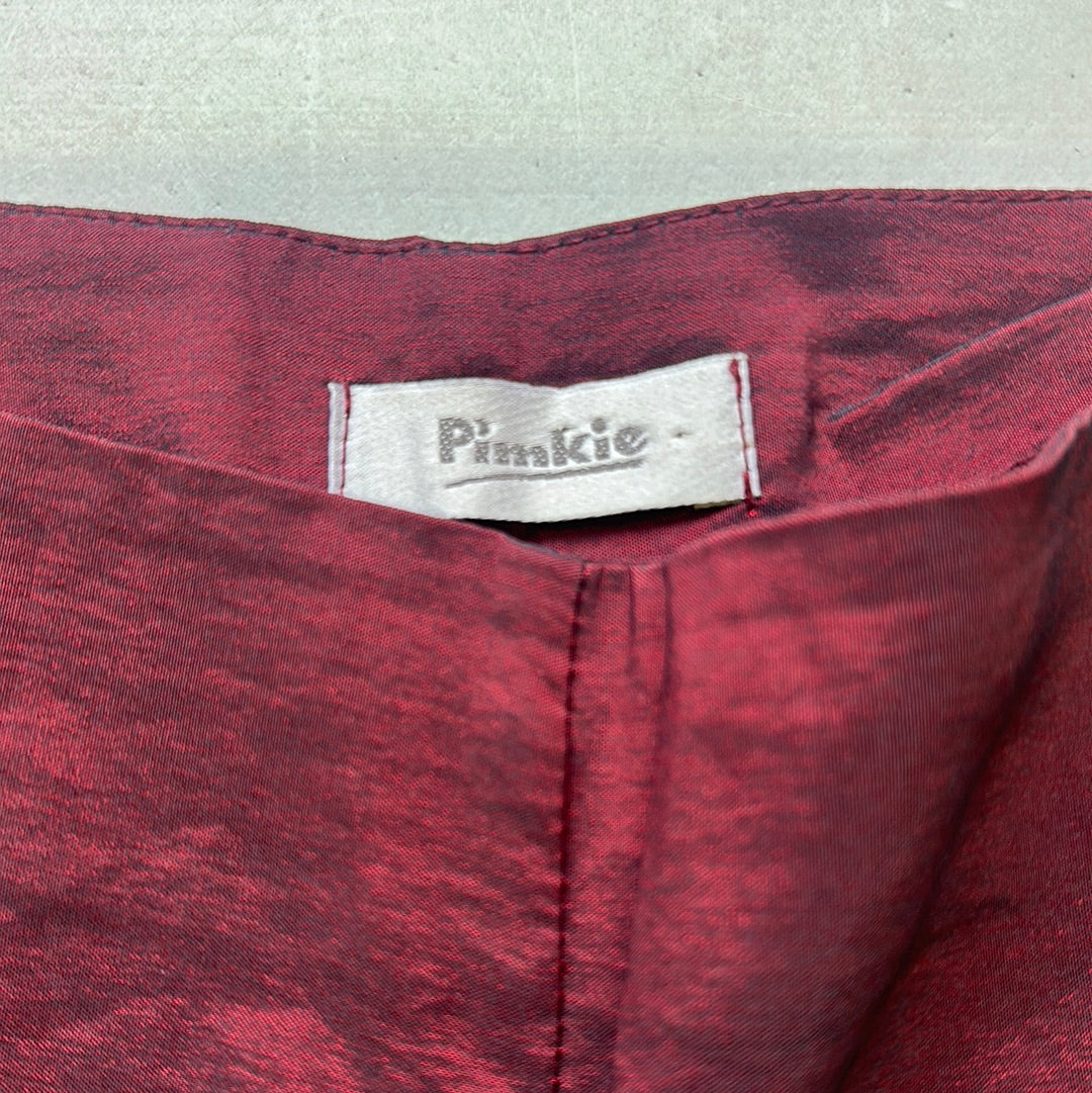 90’s pimkie red iridescent flared trousers