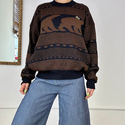 90’s lacoste patterned knitted jumper