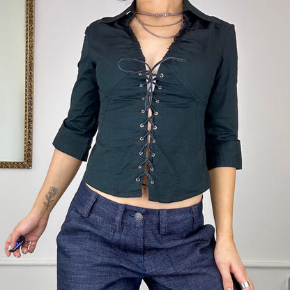 italian lace up blouse