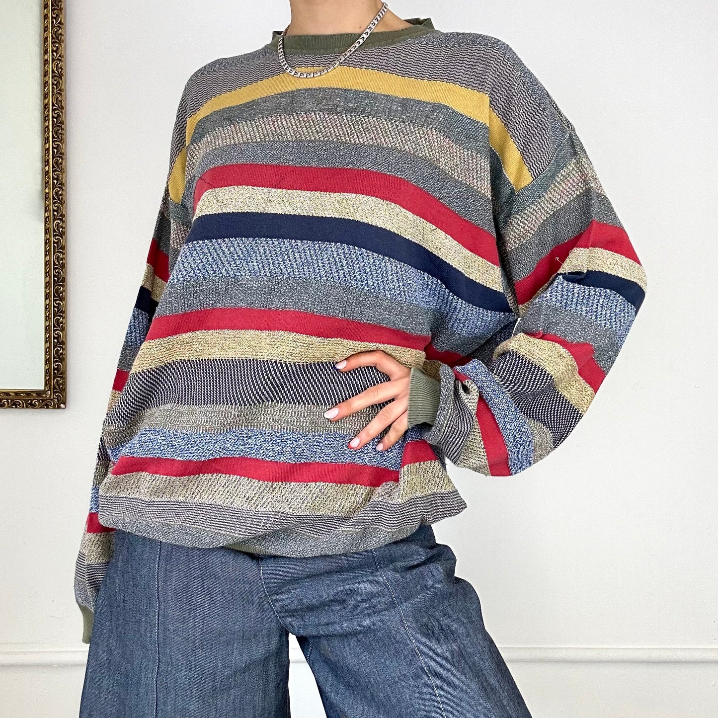 vintage colourful striped knitted jumper