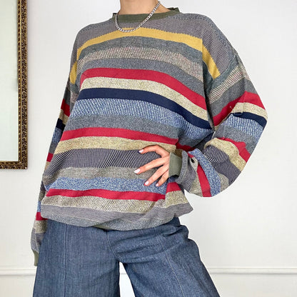 vintage colourful striped knitted jumper