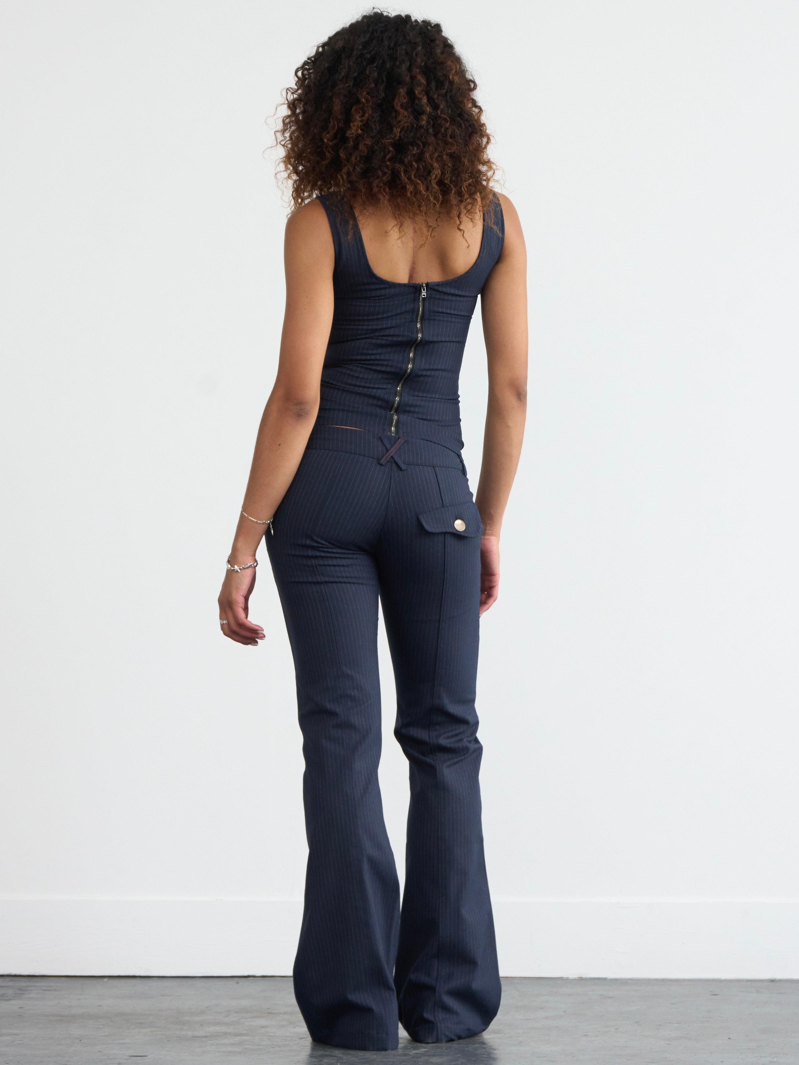 frankie trouser - navy pinstripe
