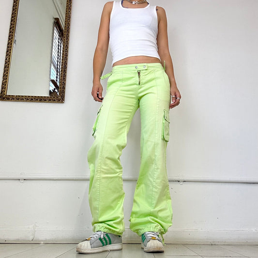 Lime green baggy cargo trousers