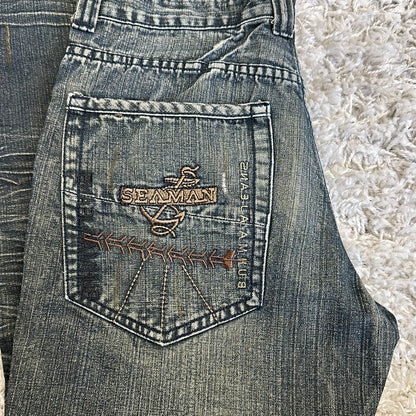 straight leg distressed skate jeans