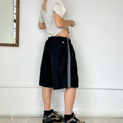 black baggy nike track shorts