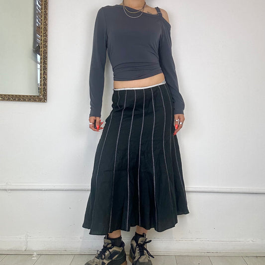 00’s flared linen midi skirt