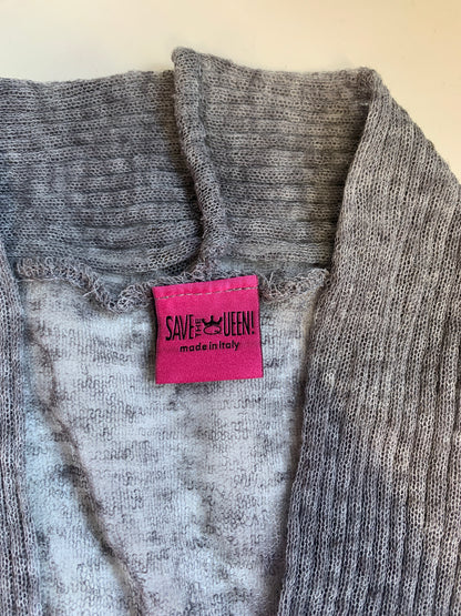 save the queen sheer tie up grey cardigan