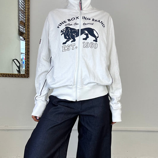 90's white lonsdale zip up sweatshirt