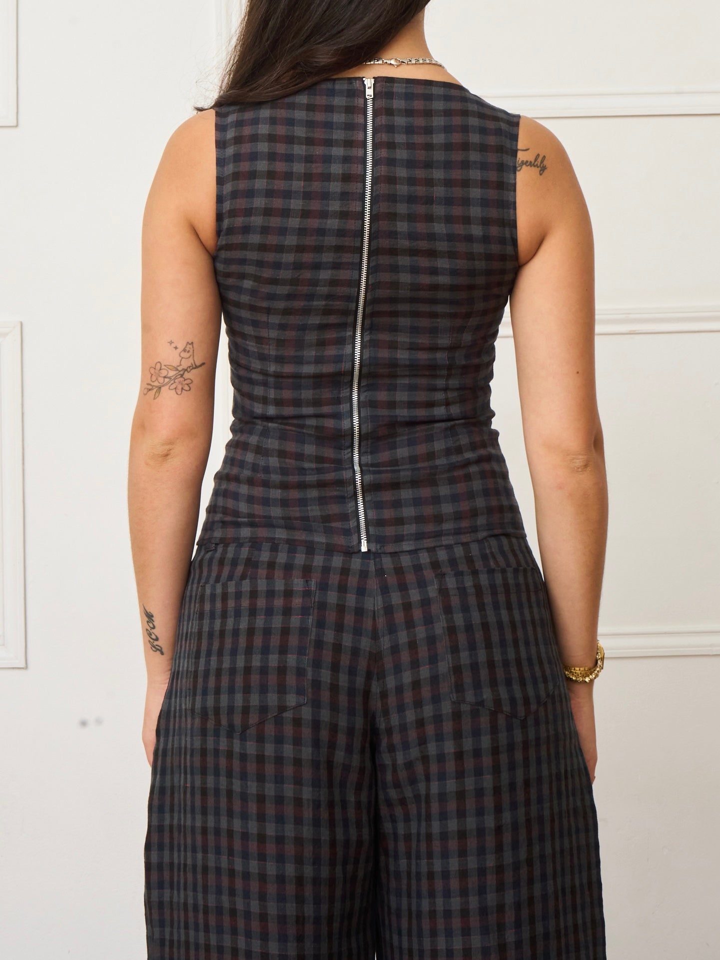 charlie top - gingham linen