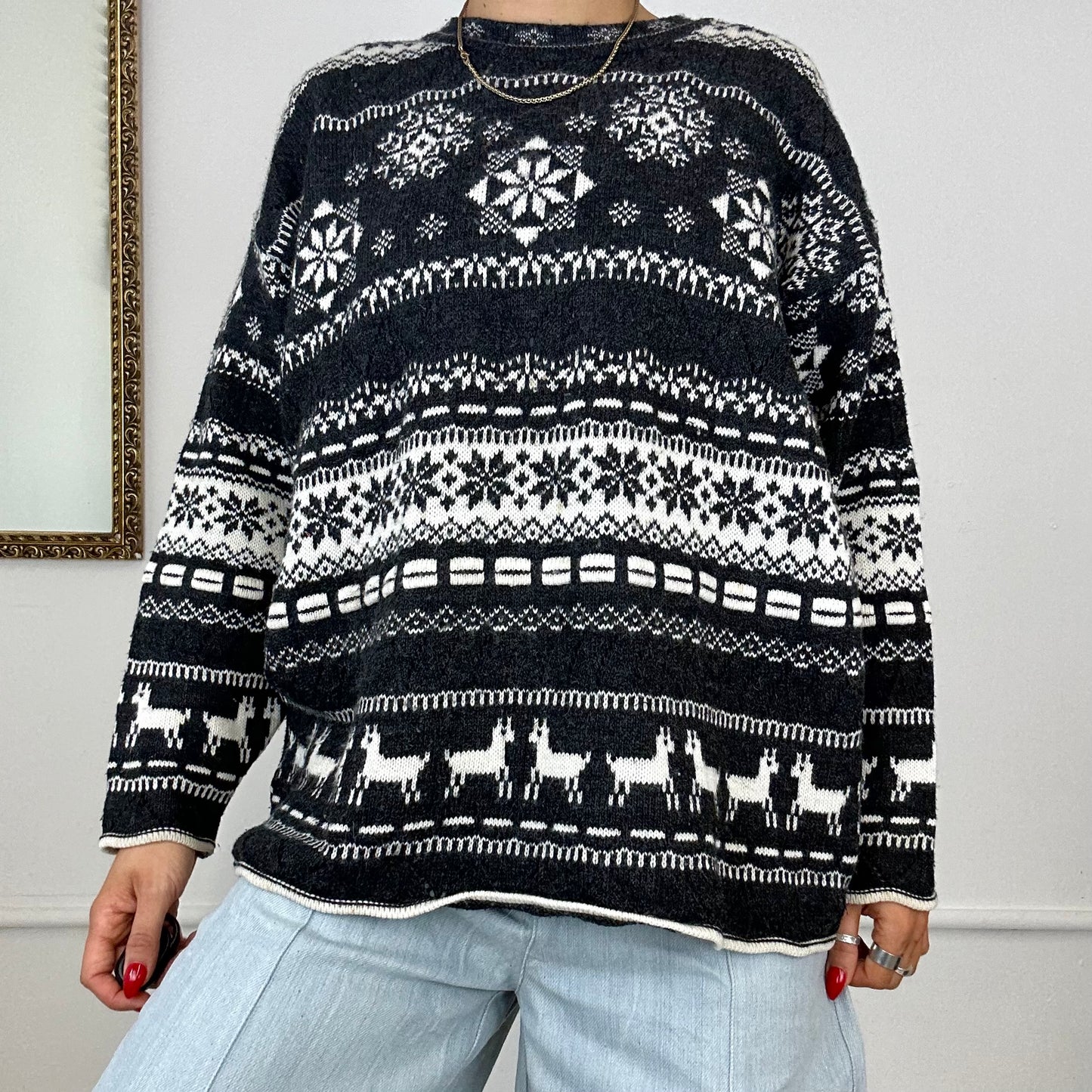 vintage patterned knitted jumper