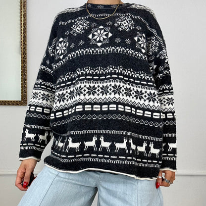 vintage patterned knitted jumper