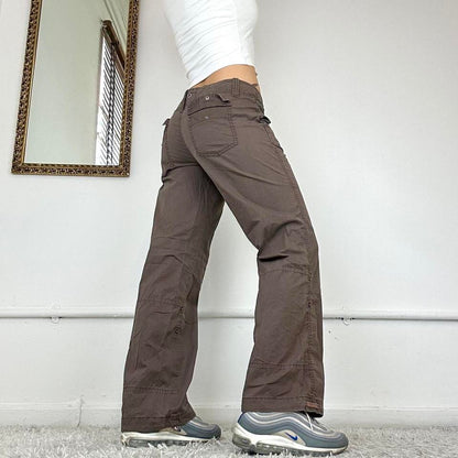 wide leg brown cargo trousers