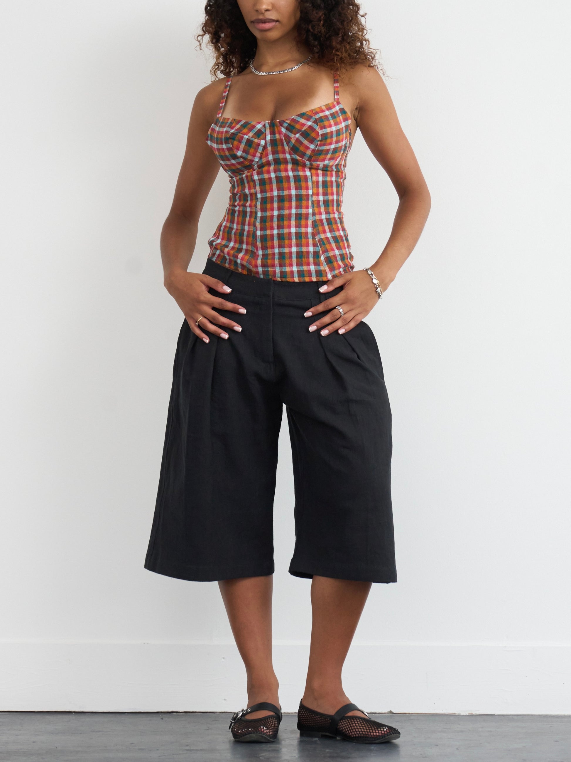 sienna top - multi gingham linen