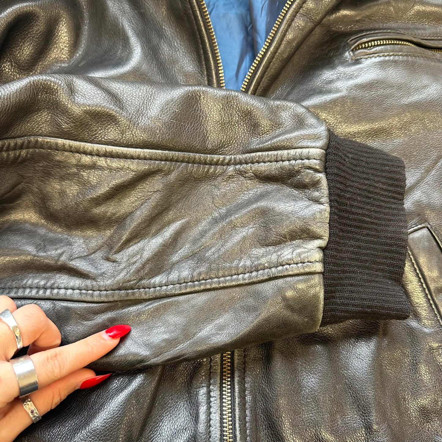 vintage oversized leather bomber jacket